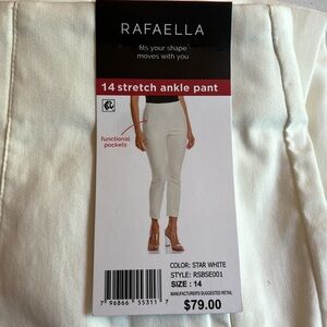 NWT Rafaella 14 stretch ankle pant women 14 star white
